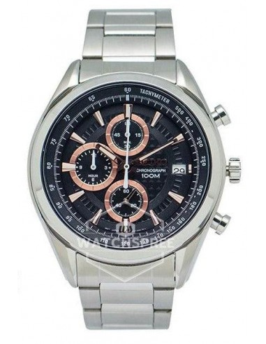 Seiko SSB199P1 Men's Black and Rose Gold Dial Chronograph Watch des créatures d'habitude