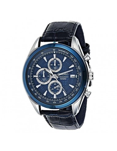 Seiko SSB177P2 Men's Chronograph Blue Dial Leather Strap Watch Amélioration de cerveau avec