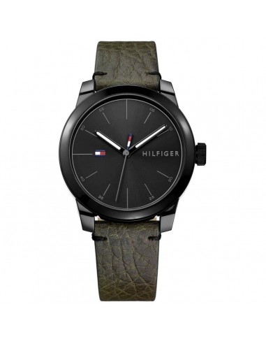 Tommy Hilfiger Men's Quartz Watch - Denim Black Dial Green Leather Strap | 1791395 l'évolution des habitudes 