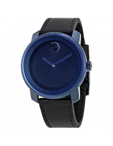 Movado Men's Quartz Watch - Bold Blue Dial Black Leather Strap | 3600408 2023