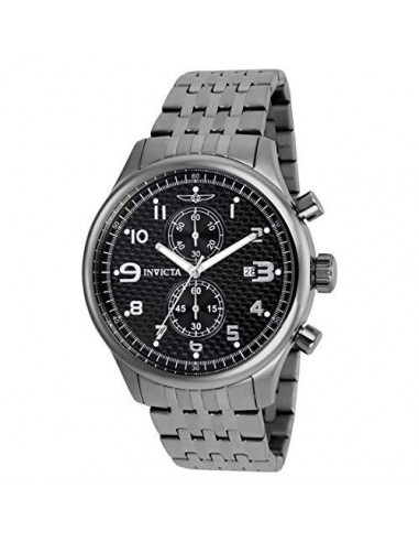 Invicta 0368 Men's Specialty Carbon Fiber Black Dial Gunmetal IP Steel Bracelet Watch la chaussure