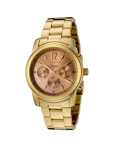 Invicta 0464 Women's Angel Rose Gold Sunray Dial Gold Plated Stainless Steel Bracelet GMT Watch Voir les baskets