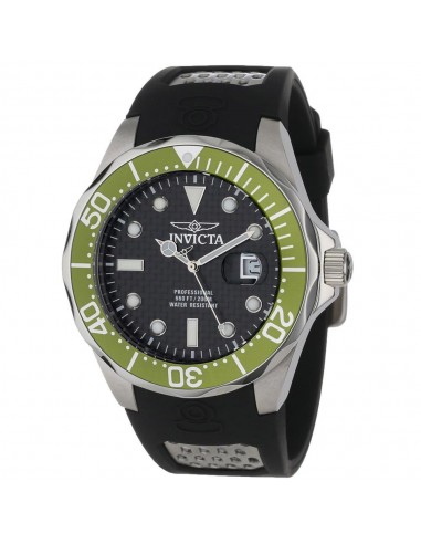 Invicta 12560 Men's Grand Diver Black Carbon Fiber Dial Green Bezel Rubber Strap Dive Watch 2024