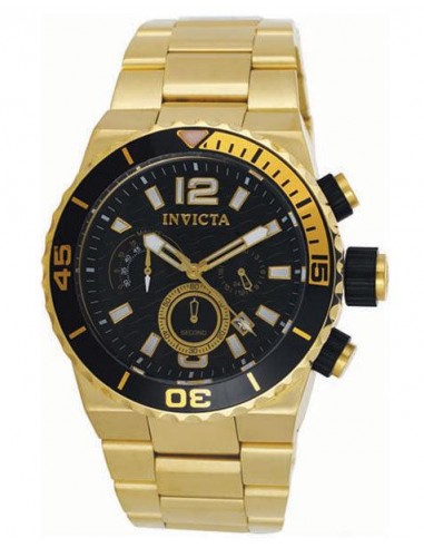 Invicta 1343 Men's Gold Tone Chronograph Black Dial Watch Fin de série