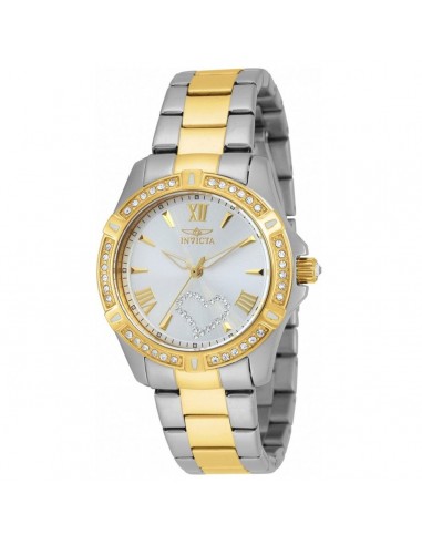 Invicta 21418 Women's Angel Crystal Accented Bezel Silver Tone Dial Two Tone Steel Watch Véritable concentré