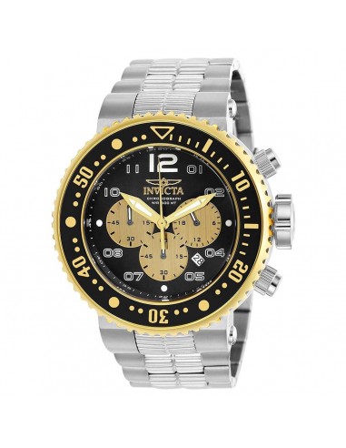 Invicta 25075 Men's Pro Diver Black & Gold Dial Chronograph Steel Bracelet Dive Watch le concept de la Pate a emporter 