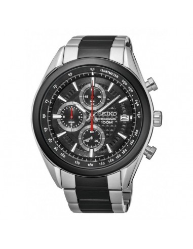 Seiko SSB201P2 Men's Chronograph Black Dial Two Tone Steel Watch à prix réduit toute l'année