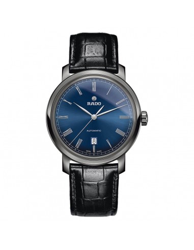 Rado Men's Automatic Watch - DiaMaster Blue Dial Black Leather Strap | R14806206 à prix réduit toute l'année