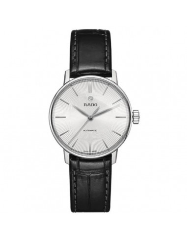 Rado Women's Automatic Watch - Coupole Classic Silver Dial Black Strap | R22862015 brillant des détails fins