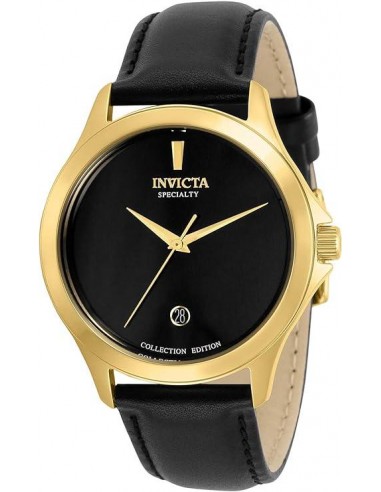 Invicta Men's Quartz Watch - Specialty Gold Tone Dial Black Leather Strap | 31123 acheter en ligne