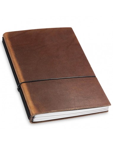 X17 Leather Notebook - A5 Plain, 5mm Squared and Lined, Dark Brown, 3 Inlays | 1-905-3M Paris Déstockage Promo