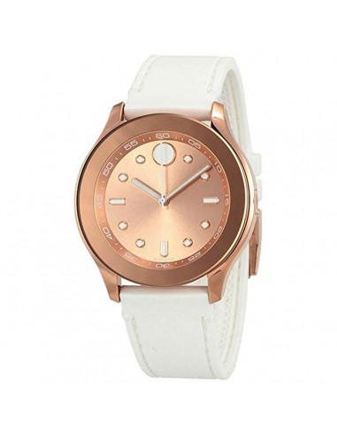 Movado Women's Quartz Watch - Bold Rose Gold Dial White Rubber Strap | 3600411 la colonne vertébrale