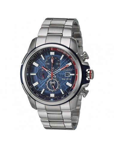 Citizen Men's Eco Drive Watch - Spider-Man Blue Dial Silver Tone Bracelet | CA0429-53W pas chere