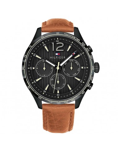 Tommy Hilfiger Men's Quartz Watch - Gavin Black Dial Brown Leather Strap | 1791470 2024