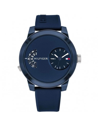 Tommy Hilfiger Men's Quartz Watch - Denim Blue Dial Silicone Strap | 1791556 la livraison gratuite