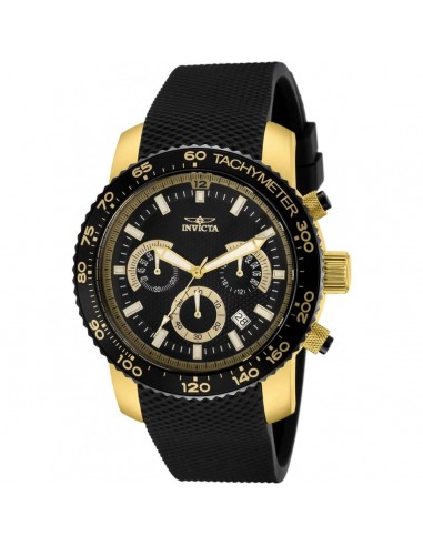 Invicta Men's Chronograph Watch - Specialty Yellow Gold Case Black Strap | 11293 2023