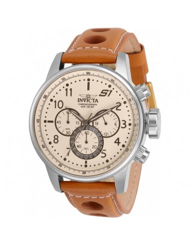 Invicta Men's Chrono Watch - S1 Rally Beige Dial Light Brown Leather Strap | 30914 Paris Déstockage Promo