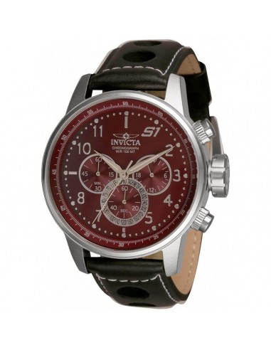 Invicta Men's Chronograph Watch - S1 Rally Burgundy Dial Black Leather Strap | 30915 Jusqu'à 80% De Réduction