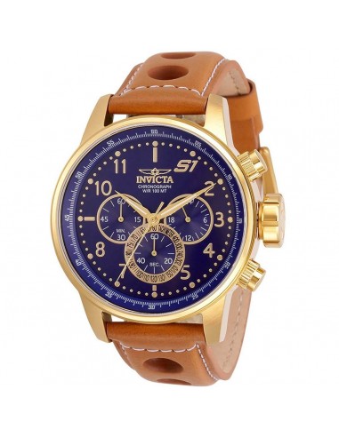 Invicta Men's Chrono Watch - S1 Rally Blue Dial Light Brown Leather Strap | 30917 rembourrage situé sous