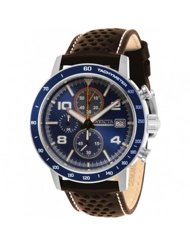 Invicta Men's Chronograph Watch - Aviator Blue Dial Brown Leather Strap | 30933 vente chaude votre 