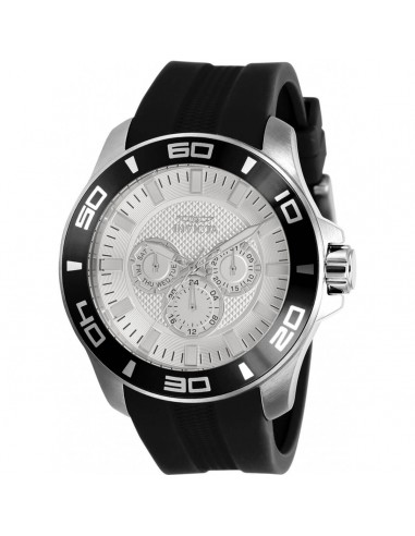 Invicta Men's Quartz Watch - Pro Diver Day-Date Silver Tone Dial Black Strap | 30950 à prix réduit toute l'année