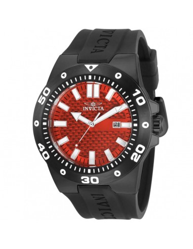 Invicta Men's Quartz Watch - Pro Diver Red Dial Black Rubber Strap | 30963 solde