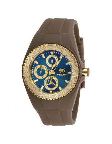 Technomarine Women's Quartz Watch - Cruise Glitz Blue Dial Brown Strap | TM-118111 offre 