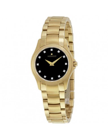 Movado Women's Diamond Watch - Masion Black Dial Yellow Gold Bracelet | 0607028 la colonne vertébrale