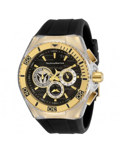 Technomarine Men's Chrono Watch - Cruise Yellow Gold Case Black Strap | TM-118123 Venez découvrir notre 