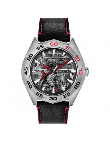 Citizen Men's Eco-Drive Watch - Marvel Spider Man Black Leather Strap | AW0061-01W acheter