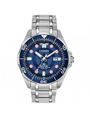 Citizen Men's Eco-Drive Watch - Marvel Blue Dial Silver Tone Bracelet | BN0208-54W rembourrage situé sous