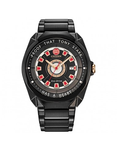 Citizen Men's Eco-Drive Watch - Marvel Tony Stark Black Bracelet | AW1017-58W brillant des détails fins