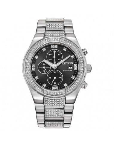 Citizen Men's Chronograph Watch - Crystal Black Dial Silver Tone Bracelet | CA0750-53E chez Cornerstreet bien 