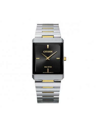 Citizen Unisex Eco Drive Watch - Stiletto Black Dial Two Tone Bracelet | AR3104-55E Faites des économies