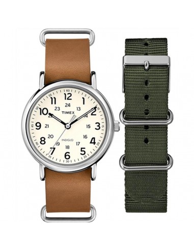 Timex Men's Quartz Watch - Weekender Cream Dial Brown Leather Strap | TWG015100 Découvrez la collection