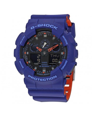 Casio Men's Ana-Digi Watch - G-Shock Blue & Orange Resin Strap Dive | GA100L-2A commande en ligne