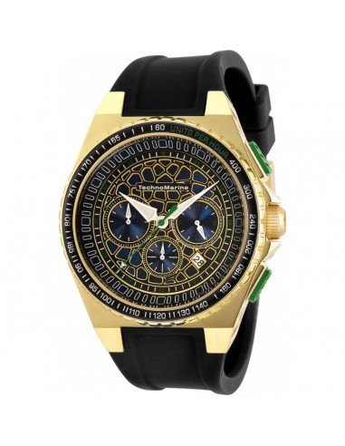 Technomarine Men's Chrono Watch - Technocell Yellow Gold Case Black Strap | TM-318066 pas chere