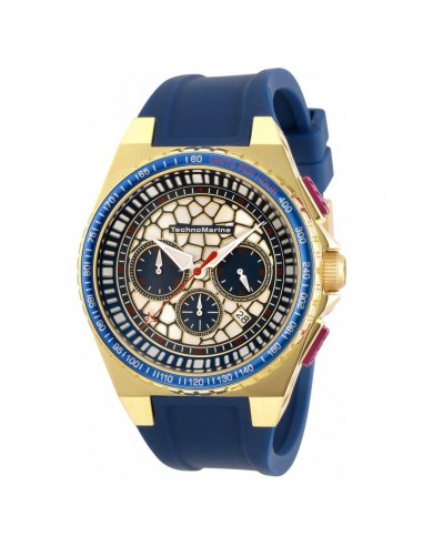 Technomarine Men's Chrono Watch - Technocell Yellow Gold Case Blue Strap | TM-318067 2023