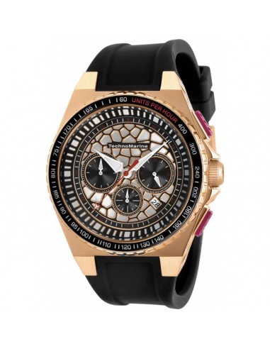 Technomarine Men's Chrono Watch - Technocell Rose Gold Case Black Strap | TM-318070 Vous souhaitez 