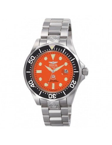 Invicta Men's Automatic Watch - Grand Diver Orange Dial Silver Steel Bracelet | 4186 en linge