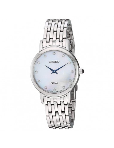 Seiko Women's Diamond Watch - Solar White MOP Dial Stainless Steel Bracelet | SUP397 de la marque