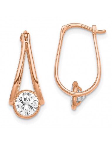 10K Rose Gold Polished CZ Hoop Earrings Fin de série