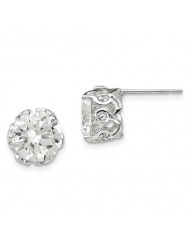 10K Tiara Collection White Gold Polished CZ Post Earrings prix