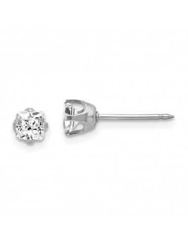 Inverness 14k White Gold 5mm Sq CZ Post Earrings Les magasins à Paris