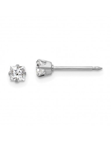 Inverness 18k White 3mm Square CZ Earrings solde