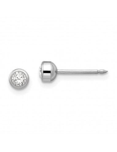 Inverness 14k White Gold 4mm April Crystal Bezel Earrings de pas cher