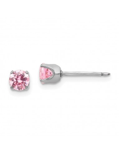 Inverness 14k White Gold 5mm Pink CZ Earrings paiement sécurisé