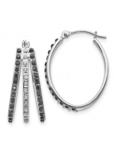 14k WG Diamond Fascination Black & W Diamond Triple Oval Hinged Hoop Ear le concept de la Pate a emporter 