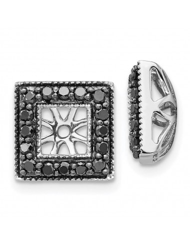 14K White Gold Black Diamond Square Jacket Earrings Les magasins à Paris et en Île-de-France