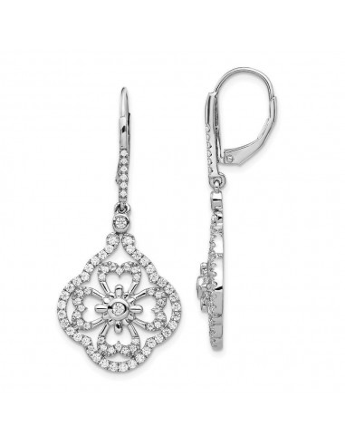 14k White Gold Diamond Fancy Leverback Earrings sélection de produits